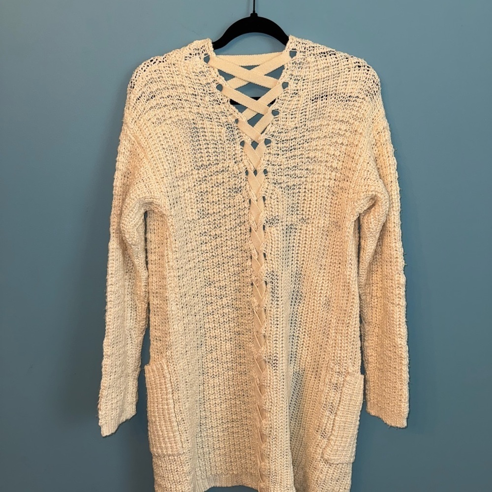 Poof! Cream Open-Knit Cardigan - Picture 2 of 4